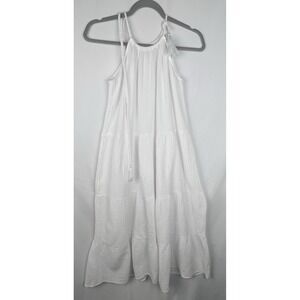4Our Dreamers 100% Cotton Gauze Maxi Dress Women Large Tiered Tassel Tie Sleeves